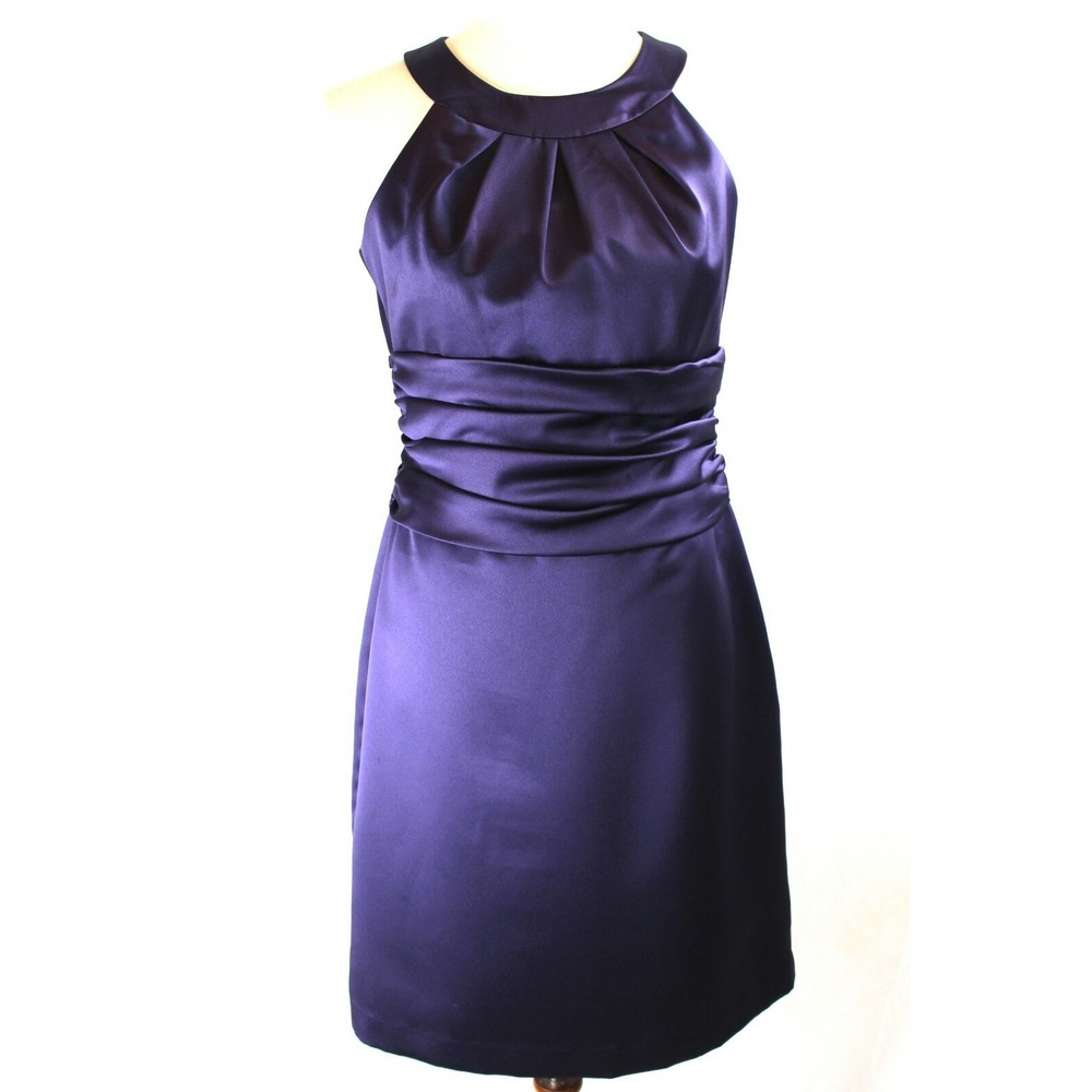 Davids Bridal Womens Dress 8 Cocktail Wedding Party Sleeveless Bodycone Purple